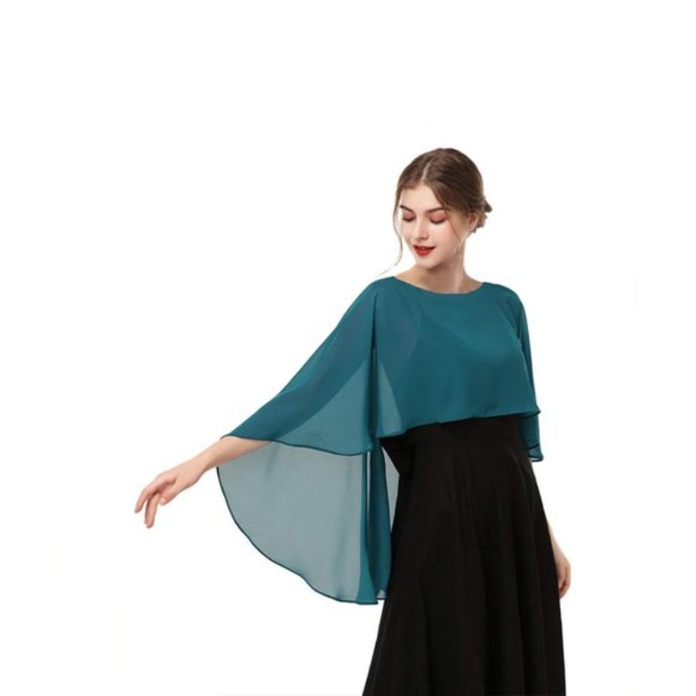 Chiffon Cape Shawls And Wraps Teal